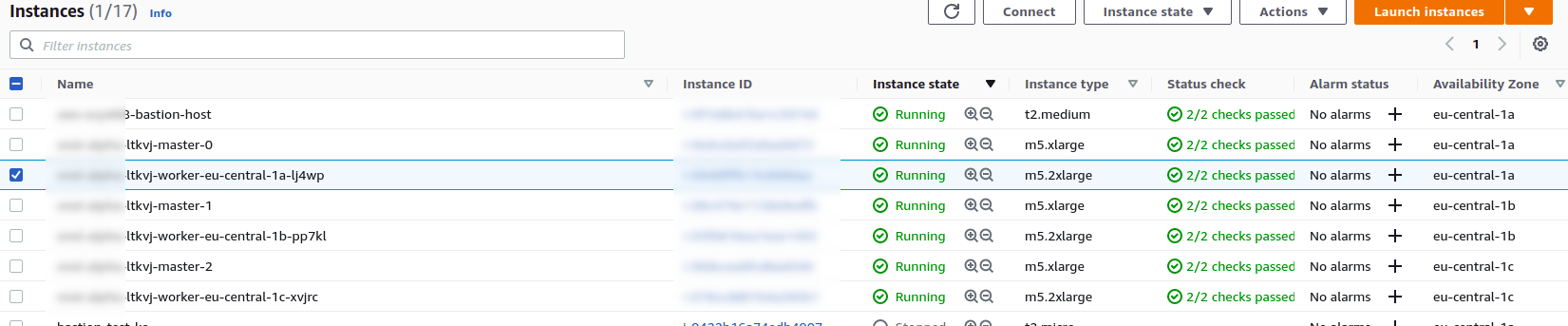 instances created from the AWS console