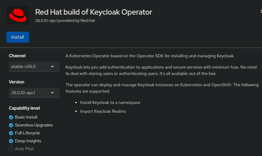 Installation using the OCP console
